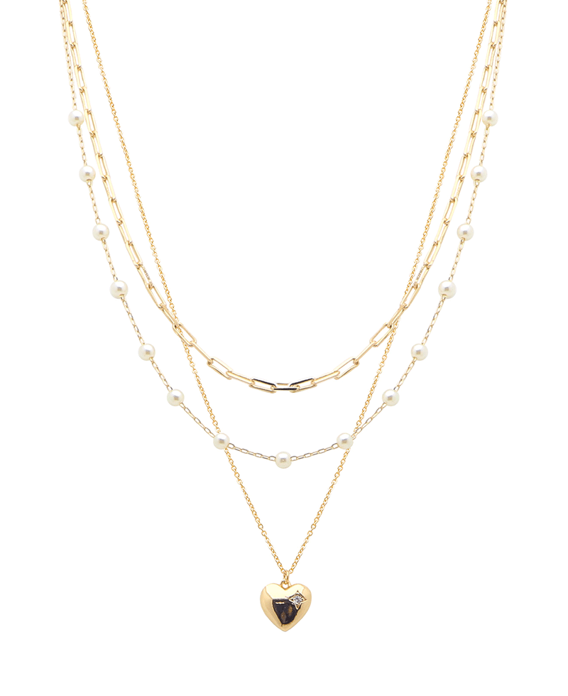 Heart Pendant Layered Short Necklace