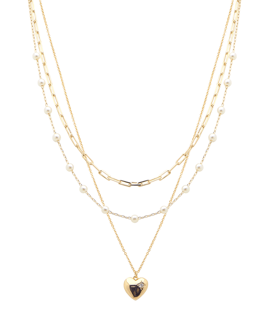 Heart Pendant Layered Short Necklace