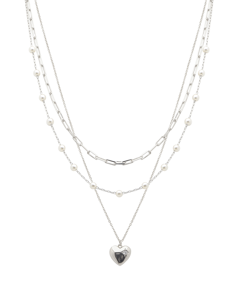 Heart Pendant Layered Short Necklace