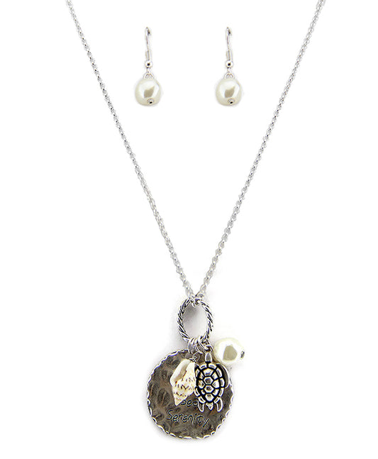 Message Sea Turtle Necklace - Sun Sand Sea