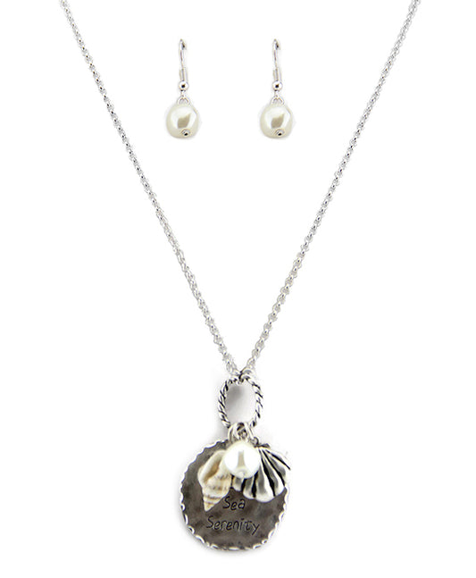 Message Sea Shell Necklace - Sun Sand Sea..