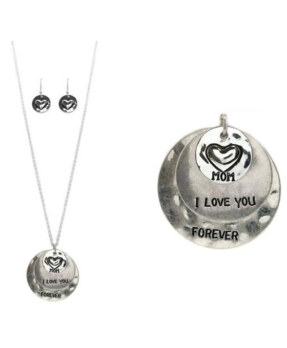 Message Disk Necklace Set - Mom I Love ..