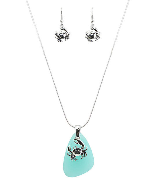 Crab Sea Glass Necklace Set