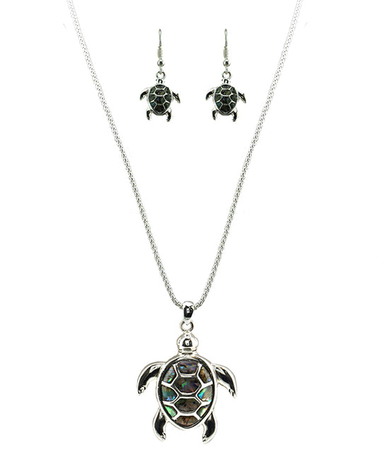 Sea Turtle Abalone Necklace Set