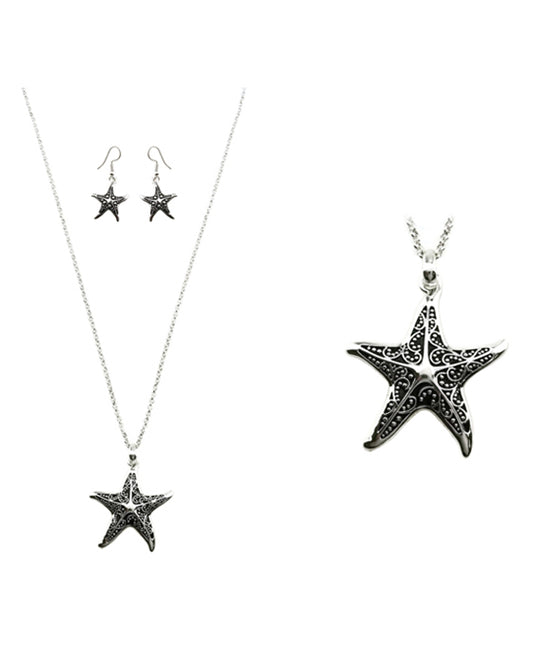 Starfish 3D Pendant Necklace Set