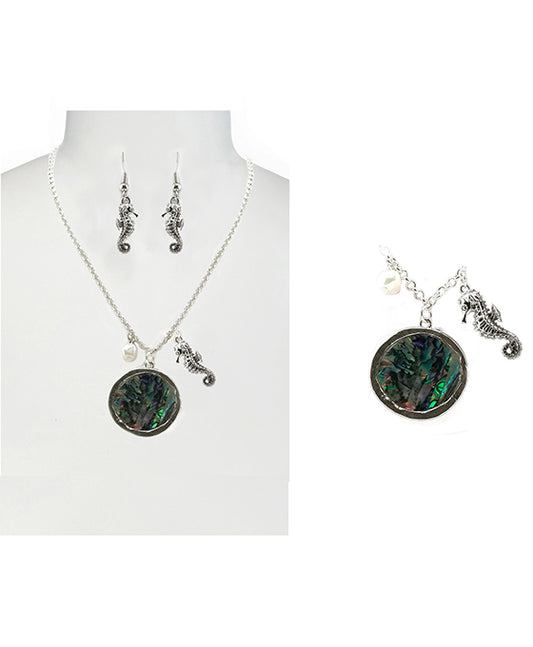 Sea Horse w/ Abalone Necklace Set