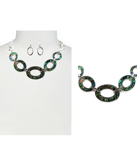 Geometric Abalone Necklace set