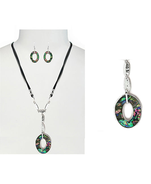 Geometric Abalone Necklace set