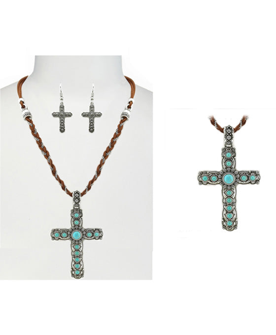 Western Style Cross Necklace Set