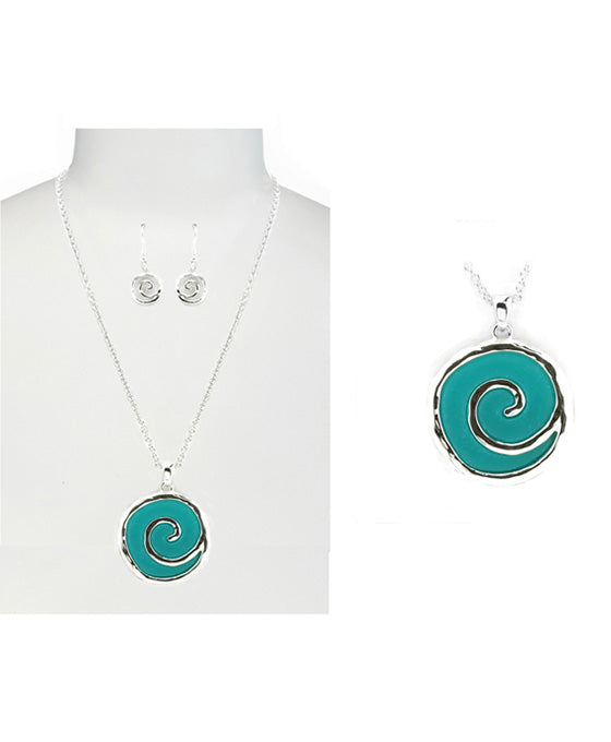 Swirl Theme w/ Sea Glass Necklace Set