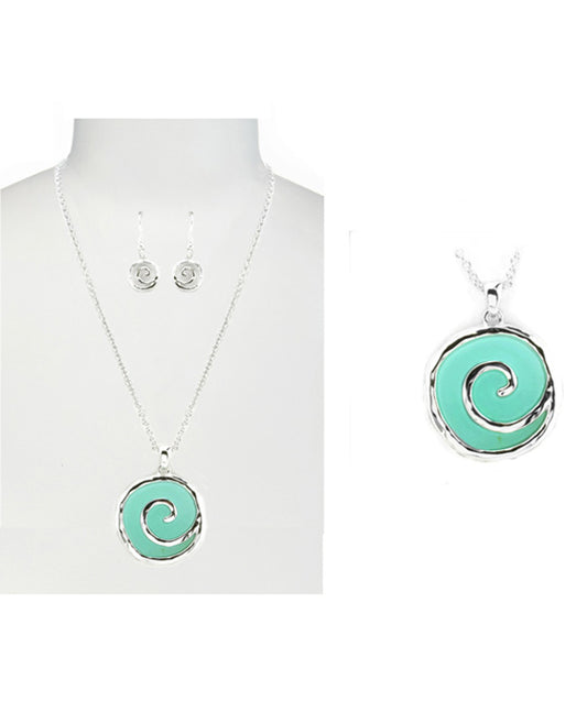 Swirl Theme w/ Sea Glass Necklace Set