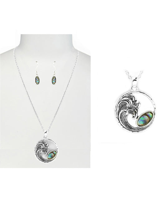 Sea Life Theme w/ Abalone & Wave Necklace Set