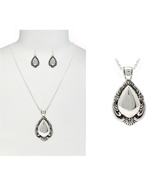 Western Style Teardrop Spoon Look Necklace Set