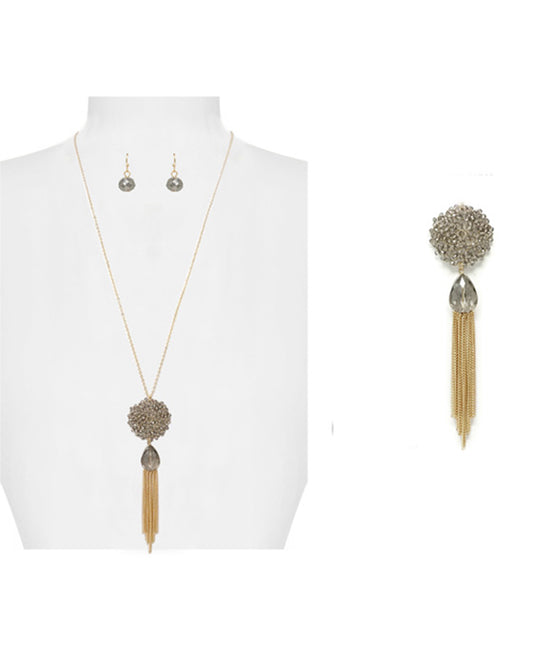 Teardrop w/ Fringed Necklace Set