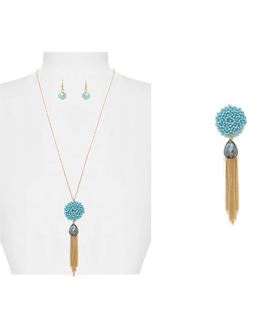 Teardrop w/ Fringed Necklace Set