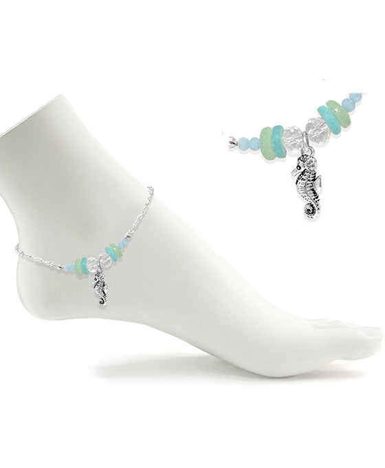 Sea Horse Sea Glass w/ Charm Anklet