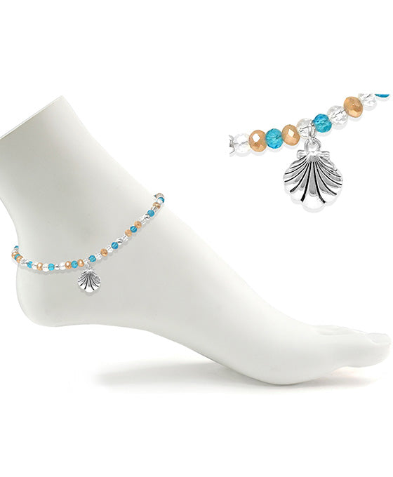 Shell Glass Bead w/ Charm Anklet