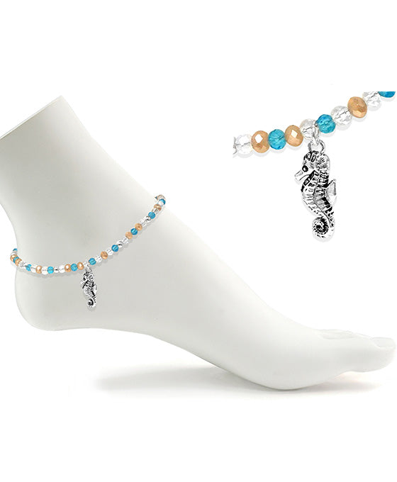 Sea Horse Glass Bead w/ Charm Anklet