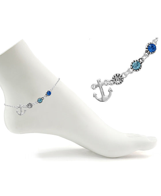 Anchor & Glass Stone Anklet