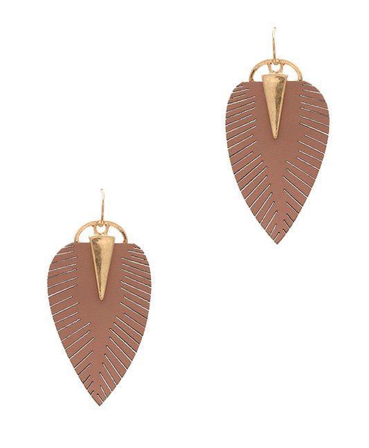 Leaf Shape PU Earring