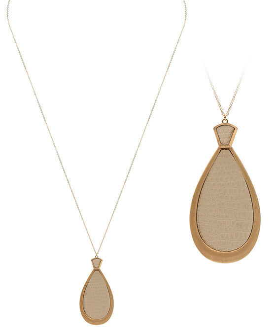 Teardrop Shape PU Leather Necklace