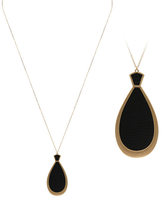 Teardrop Shape PU Leather Necklace