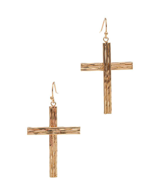 Cross Metal Textured Earring