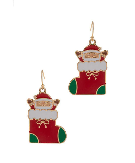 Santa Clause Enamel Earring