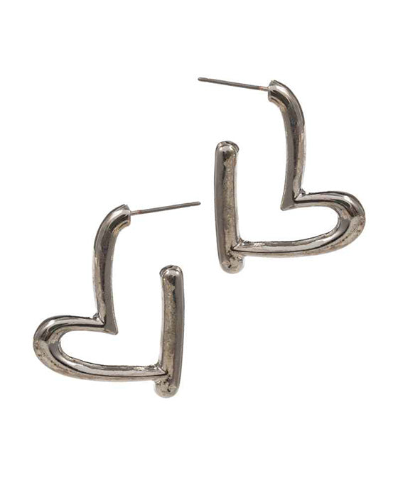 Heart Shape Metal Hoop Earring