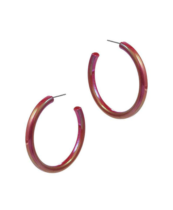 AB Coated Enamel Hoop Earring