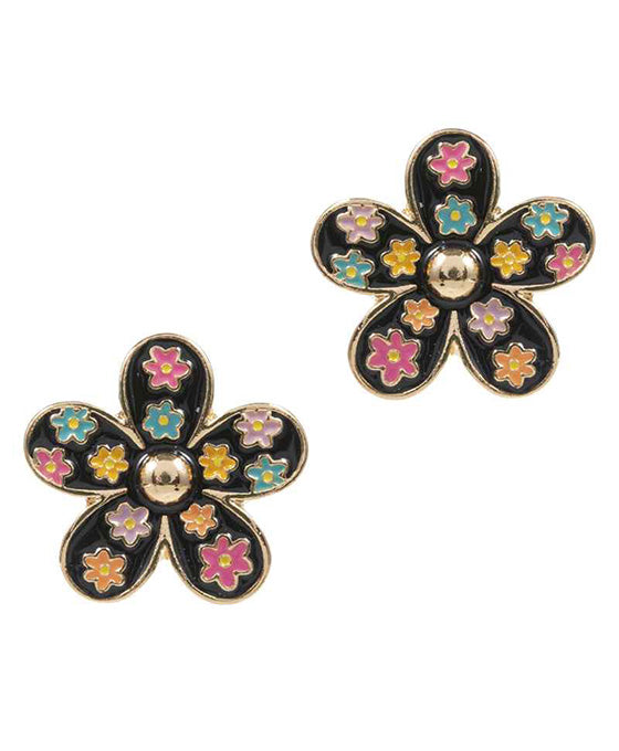 Flower Enamel Post Earring