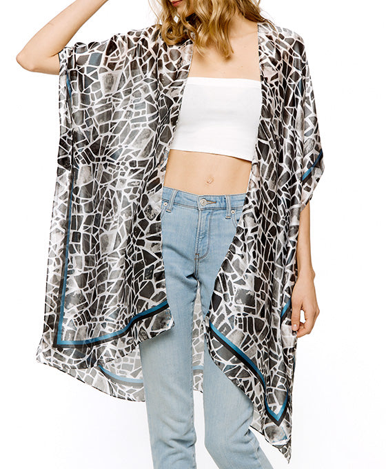 Multi Printed Silky Kimono