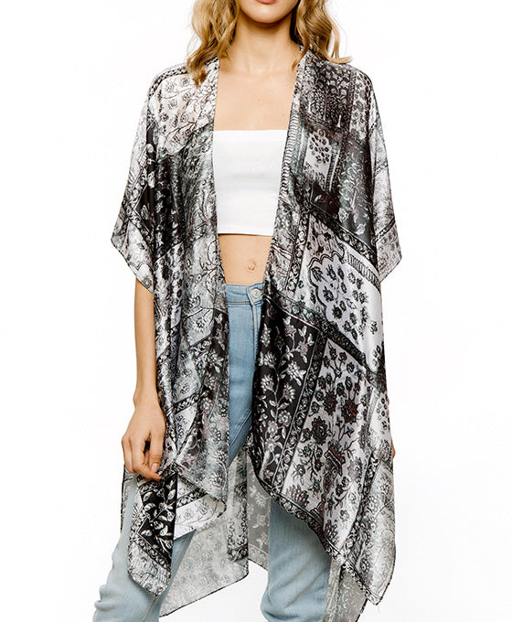 Multi Printed Silky Kimono