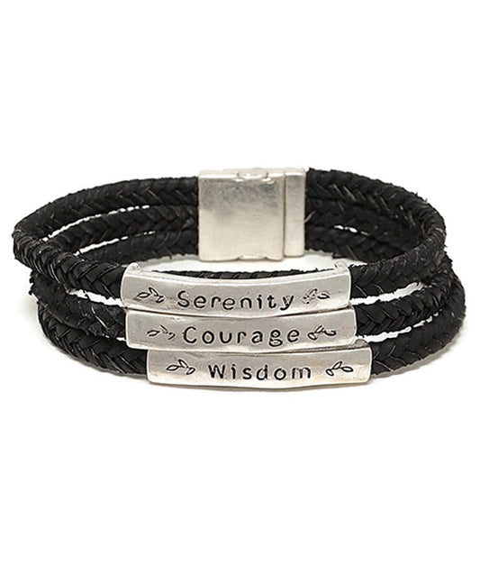 Serenity Courage Wisdom Leather Bracelet