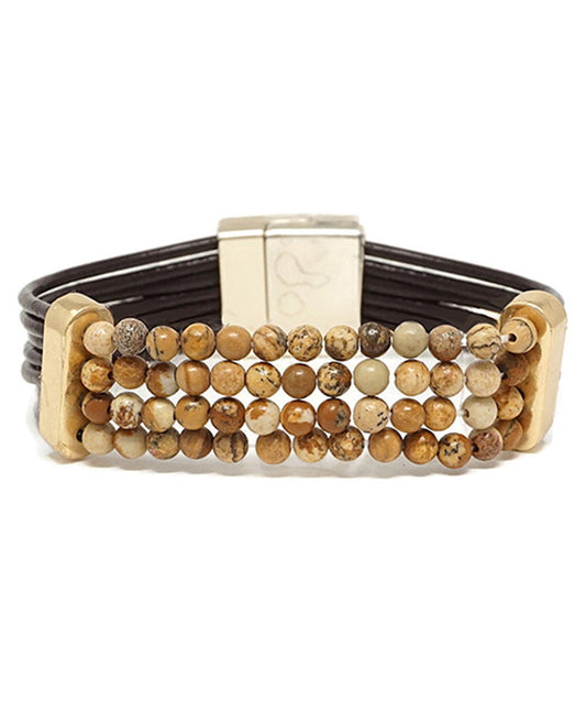 Leather w/ Semi Stone Bracelet