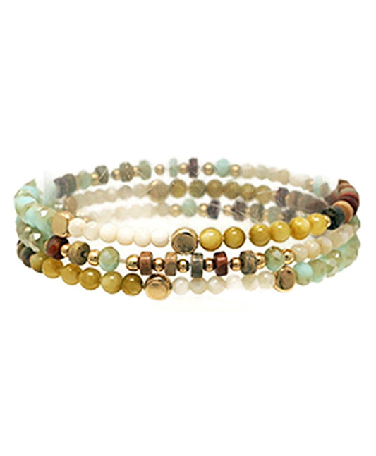 Semi Precious w/ Beads Stackable Bracelet