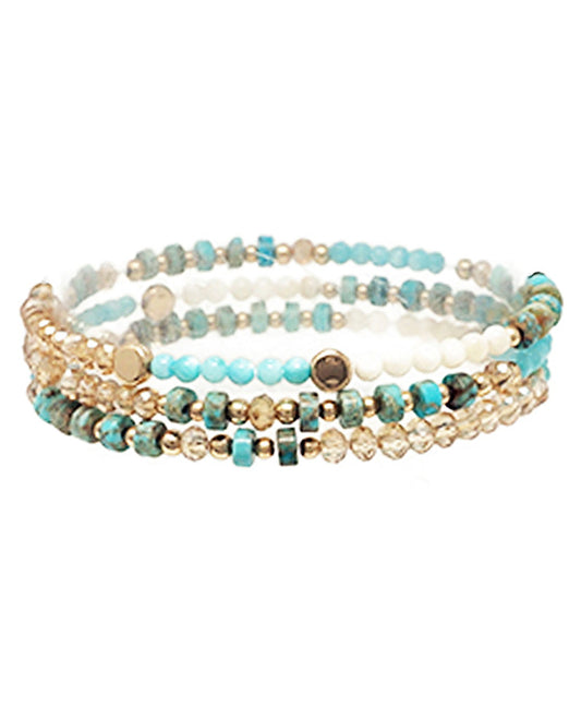 Semi Precious w/ Beads Stackable Bracelet