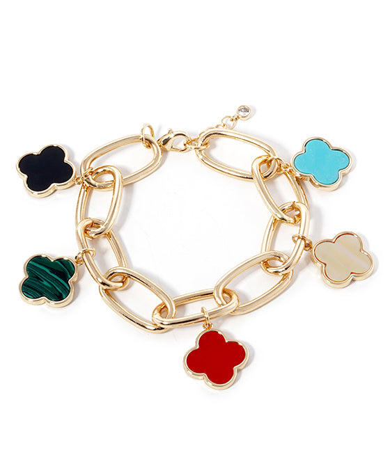 Gold Dipped Five Clover Chain Bracelet