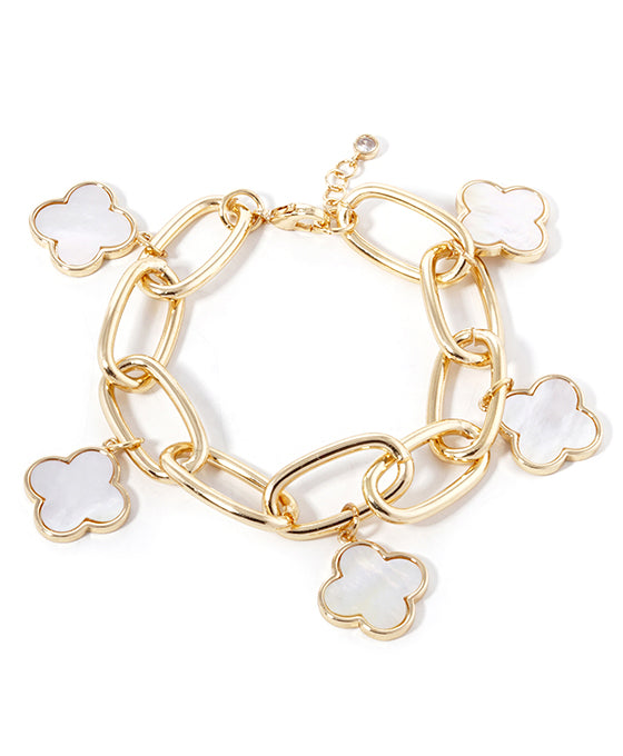 Gold Dipped Five Clover Chain Bracelet