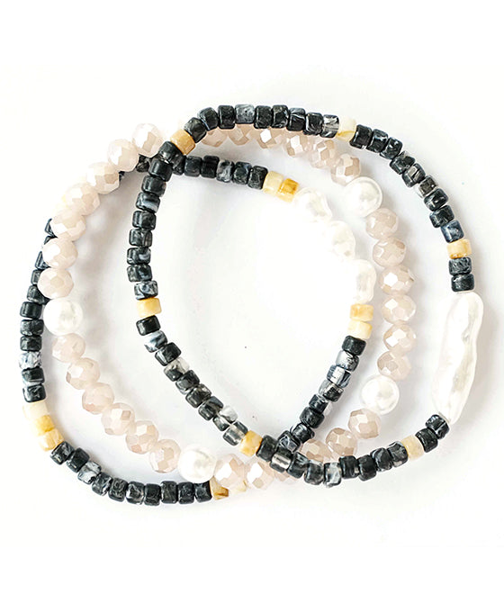 Pearl & Glass Beads Stretch Bracelet