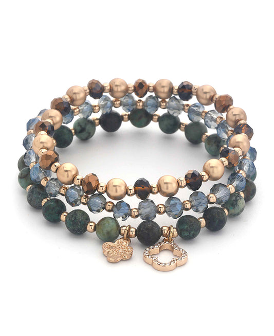 Natural Stone w/ Clover Bracelet