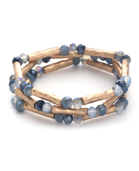 Pipe & Glass Bead Stretch Bracelet