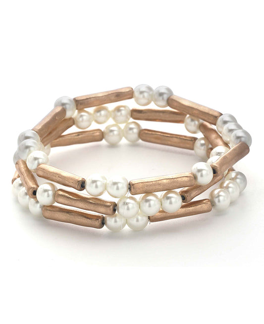 Pipe & Pearl Stretch Bracelet