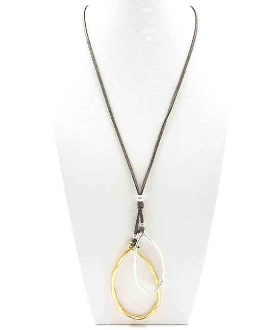 Double Oval Shape Cord Necklace