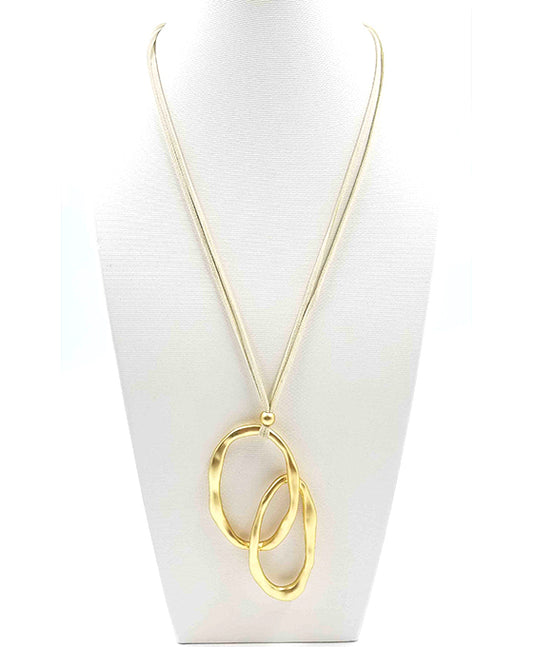 Linked Oval Metal Cord Necklace