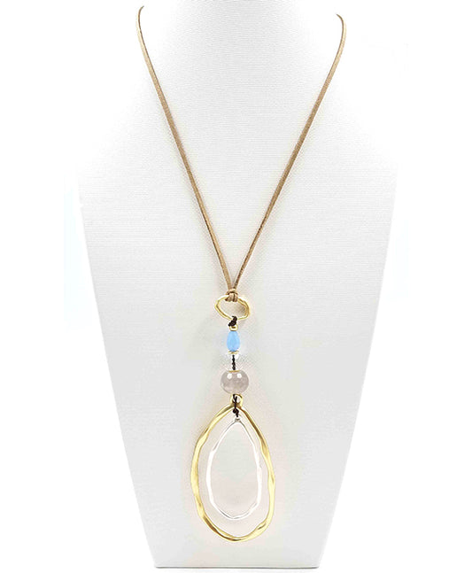 Double Oval Shape Cord Necklace