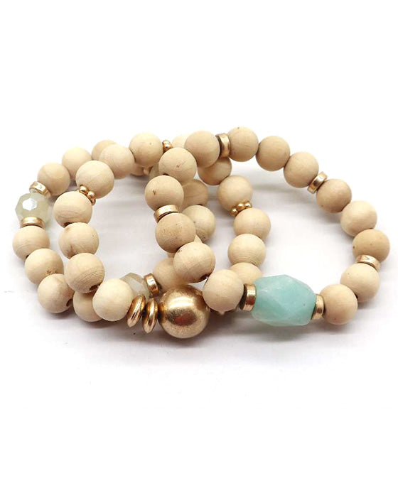 Wood Beads Stretch Bracelet