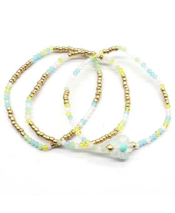 Multi Stretch Seed Beads Flower Bracelet