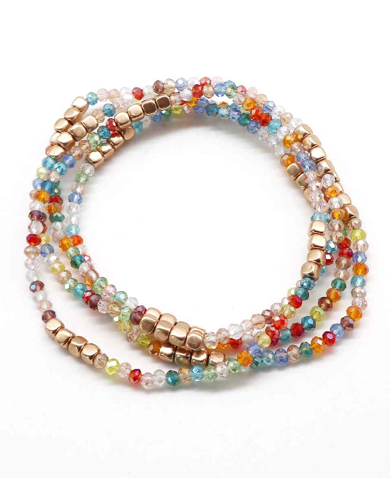 Multi Glass Bead Stretch Bracelet