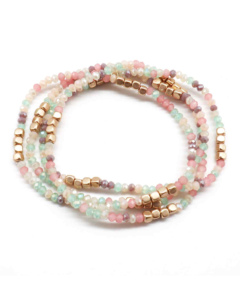 Multi Glass Bead Stretch Bracelet